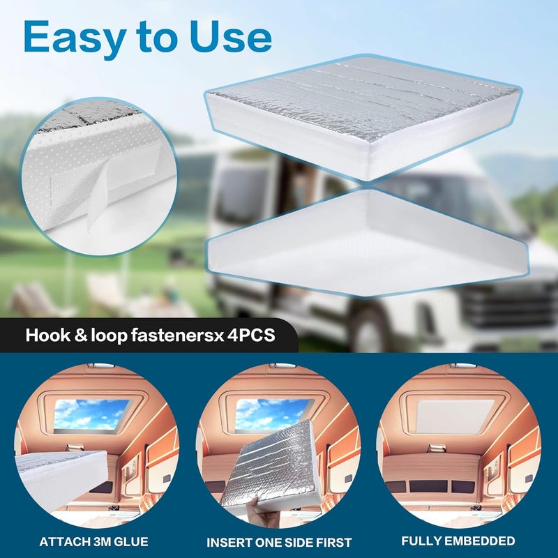 Toldear RV Vent Insulator and Skylight Cover 22″x14″x3″ with UV Protection Layer Reduce Heat Transfer & Increase A/C Efficiency RV Accessories for Vent Inside Camper Trailer - Image 4